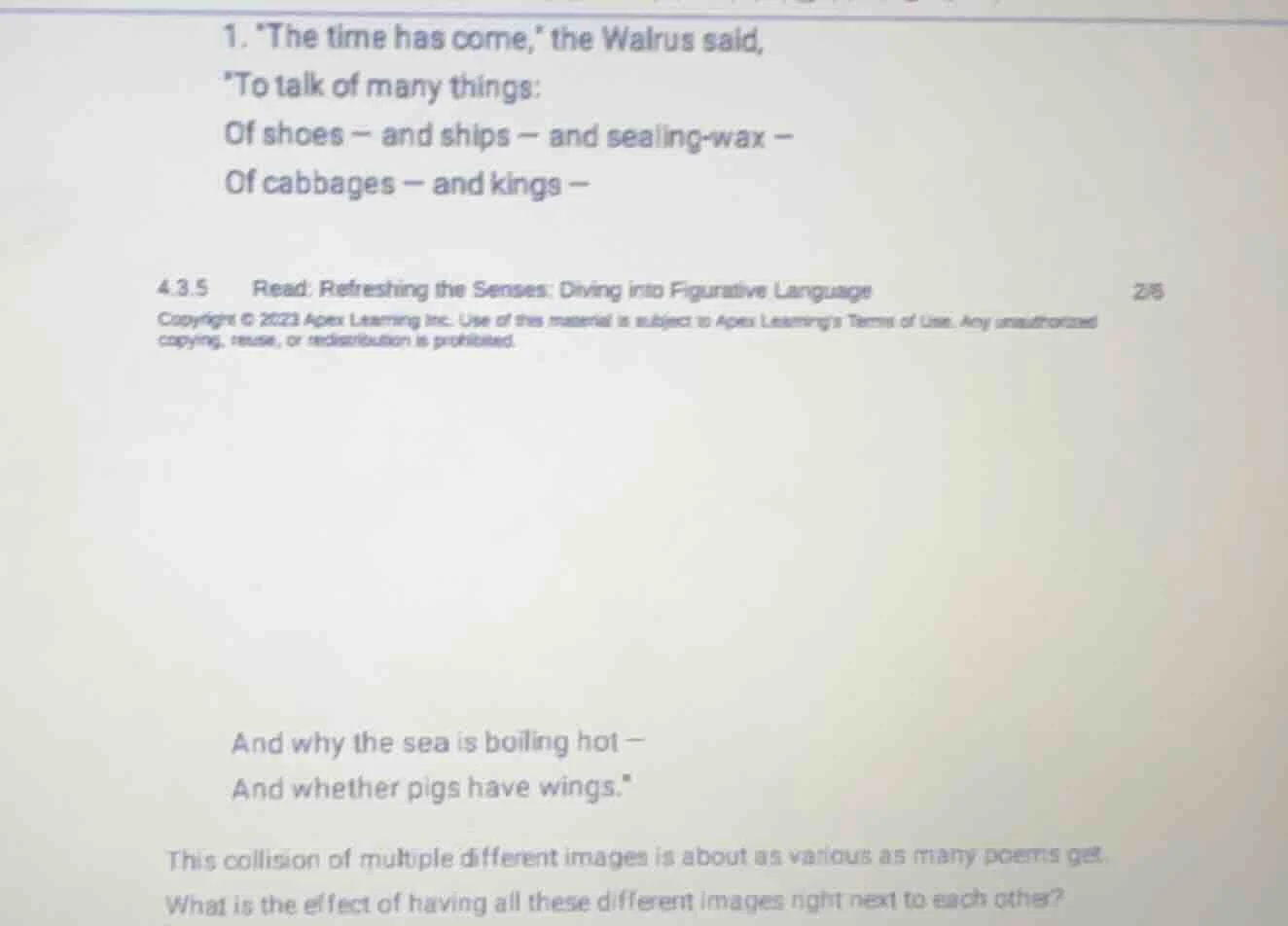 1. the time has come, the walrus said, to talk of many things: of shoes…