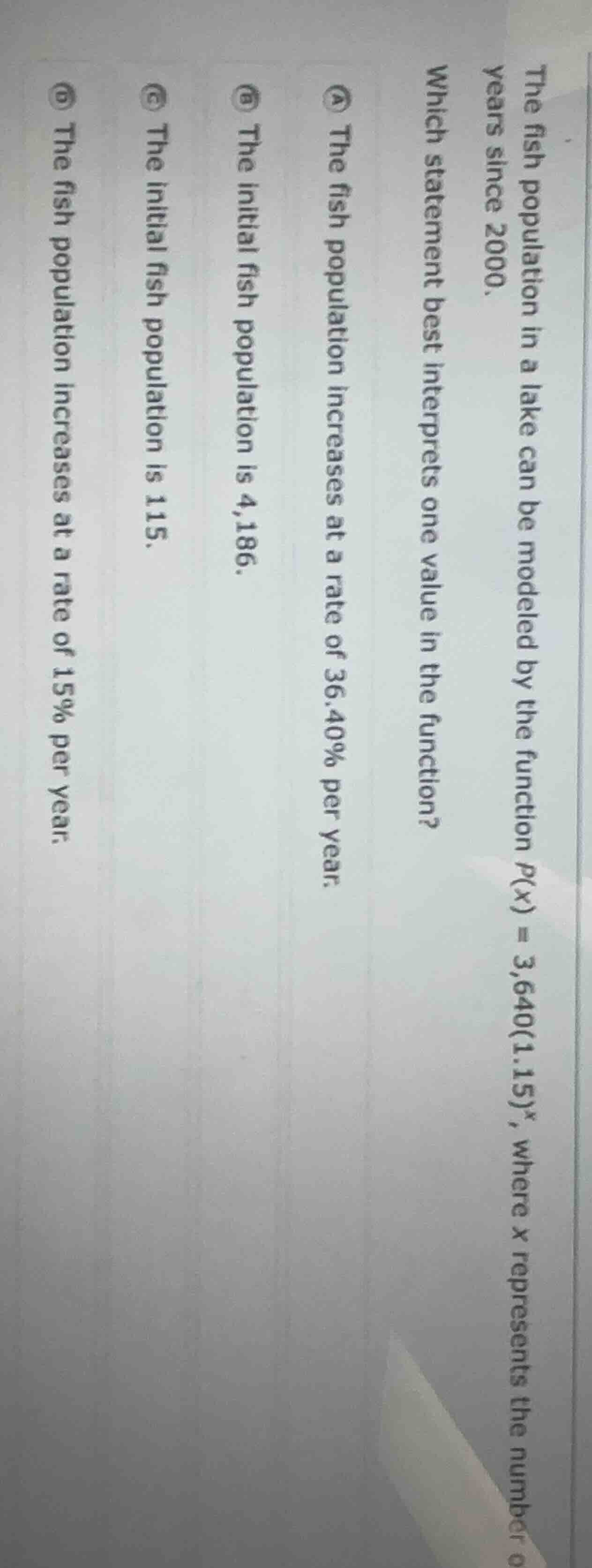 the fish population in a lake can be modeled by the function ( p(x) = 3…