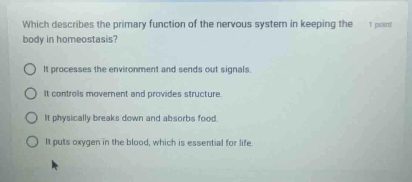 which describes the primary function of the nervous system in keeping t…