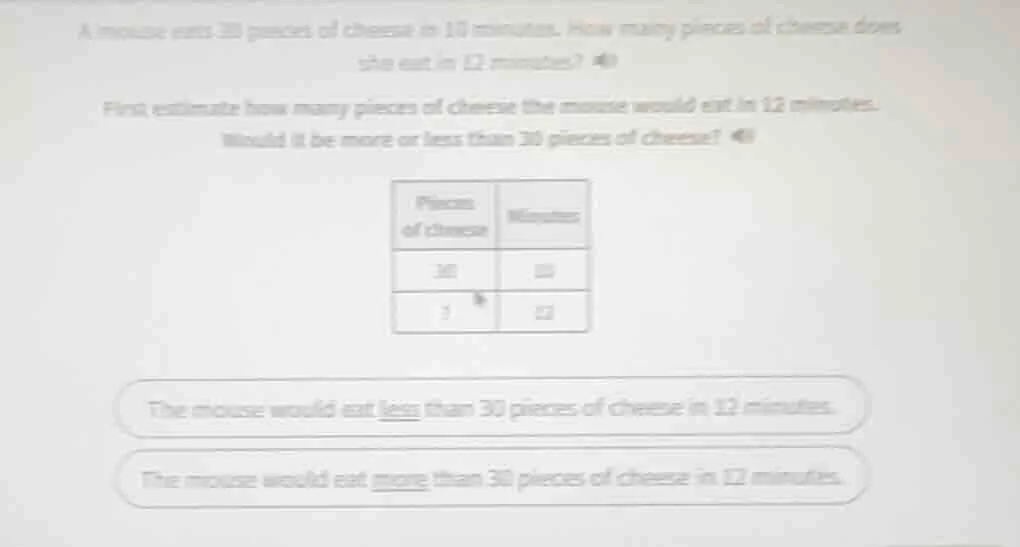 a mouse eats 30 pieces of cheese in 10 minutes. how many pieces of chee…