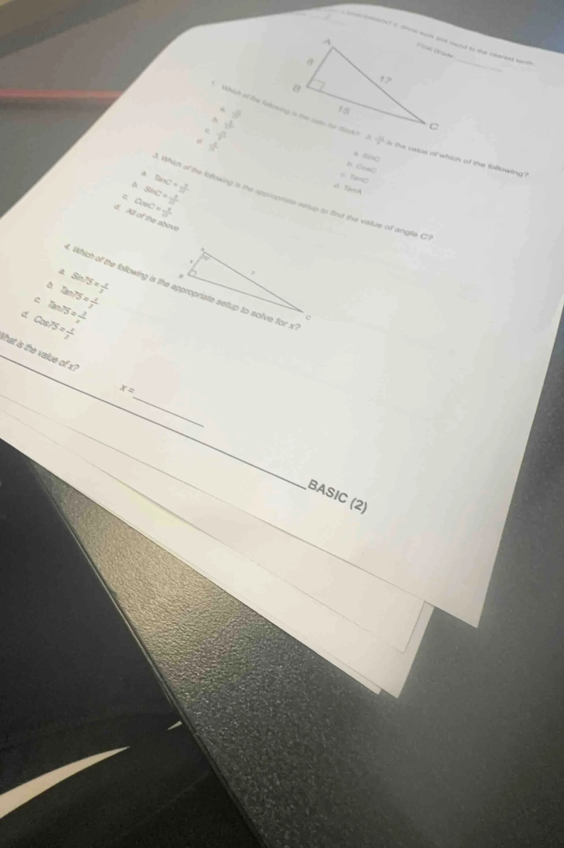 1. what of the following is the ratio for - (partially obscured) a. (8/…