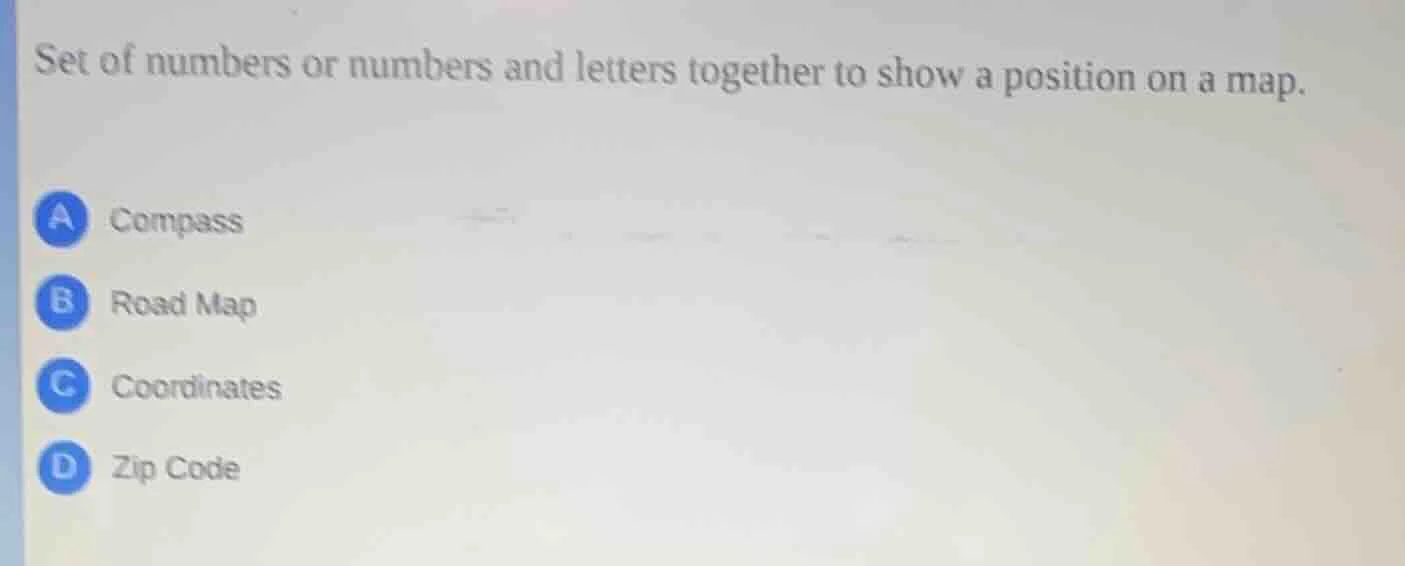 set of numbers or numbers and letters together to show a position on a …