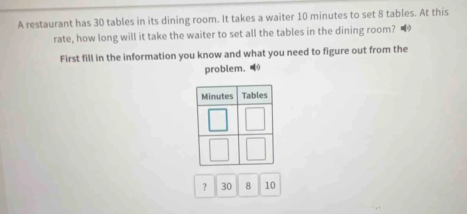 a restaurant has 30 tables in its dining room. it takes a waiter 10 min…