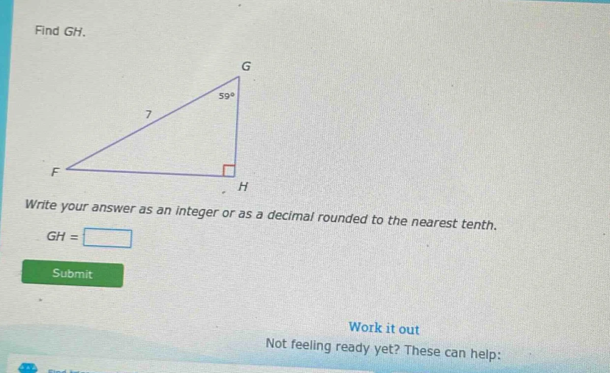 find gh. write your answer as an integer or as a decimal rounded to the…