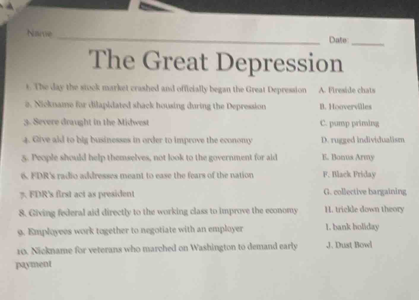 name _______________________________ date: ______ the great depression …