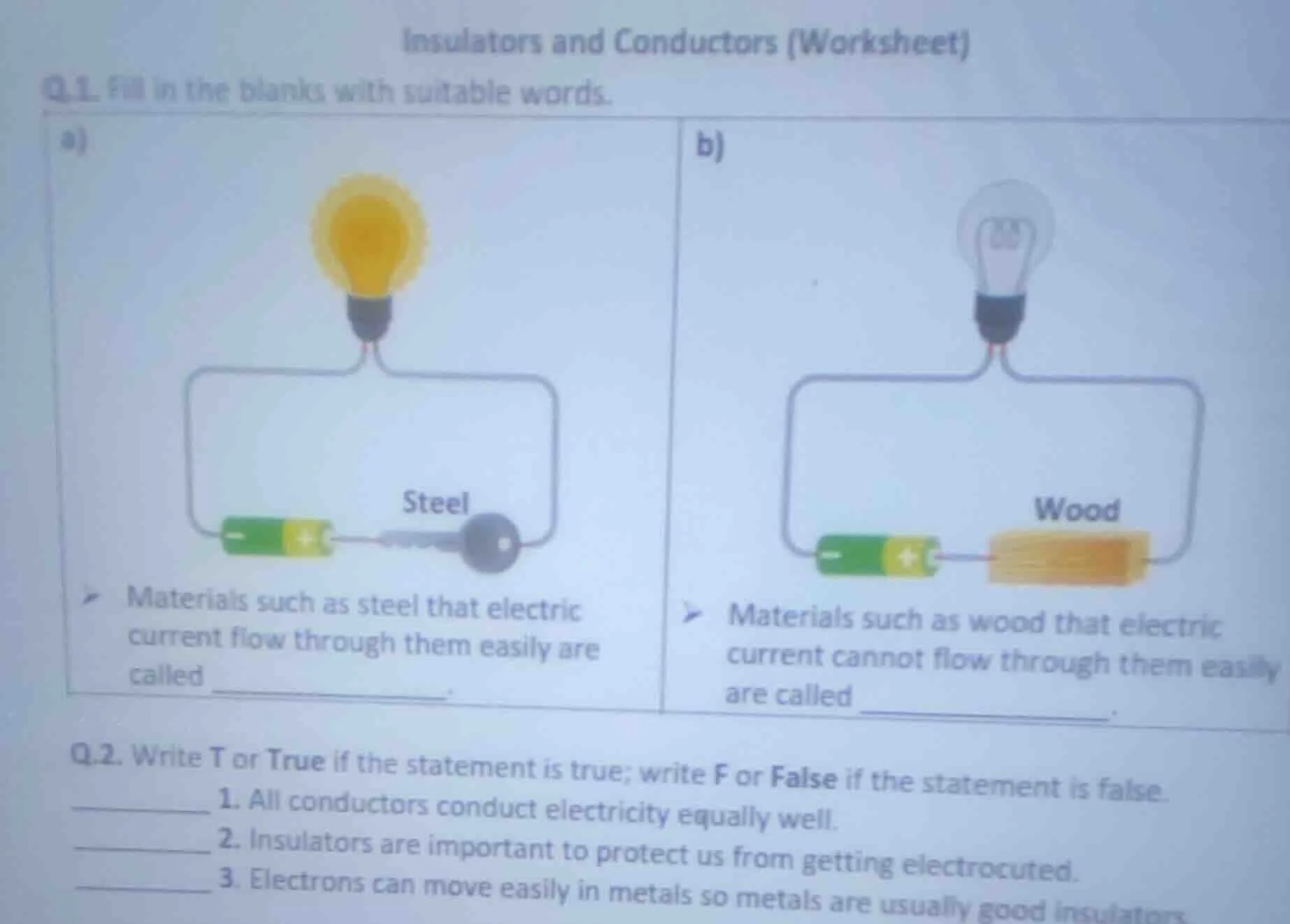 insulators and conductors (worksheet) q.1. fill in the blanks with suit…