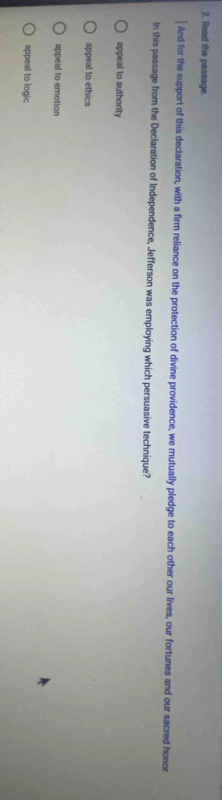 2. read the passage. and for the support of this declaration, with a fi…