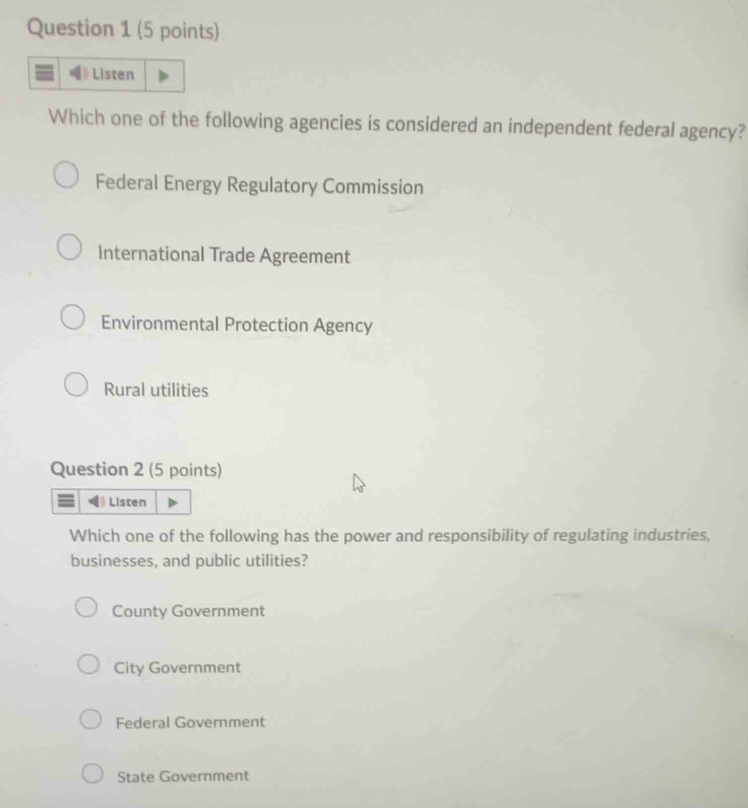 question 1 (5 points) which one of the following agencies is considered…