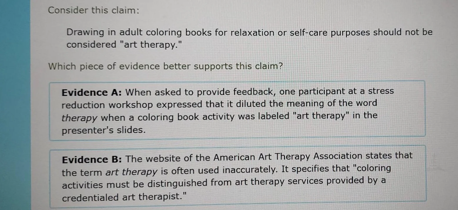 consider this claim: drawing in adult coloring books for relaxation or …