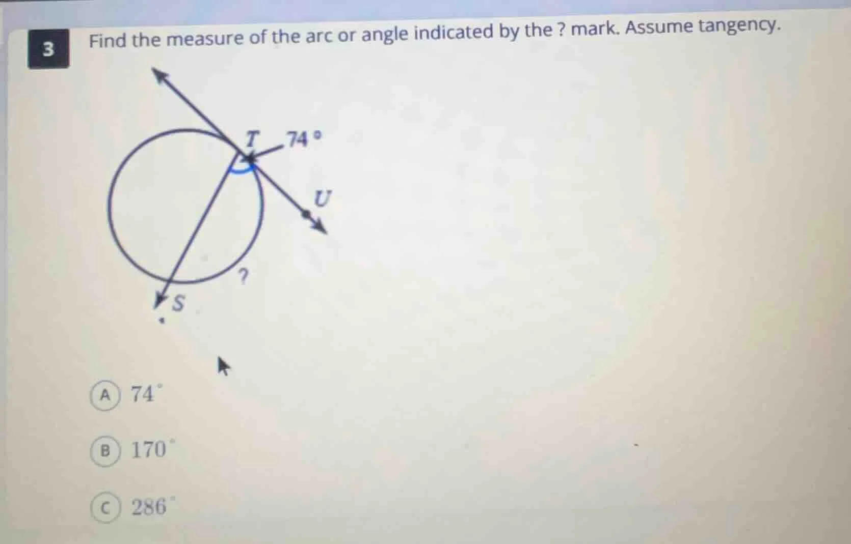 3 find the measure of the arc or angle indicated by the ? mark. assume …