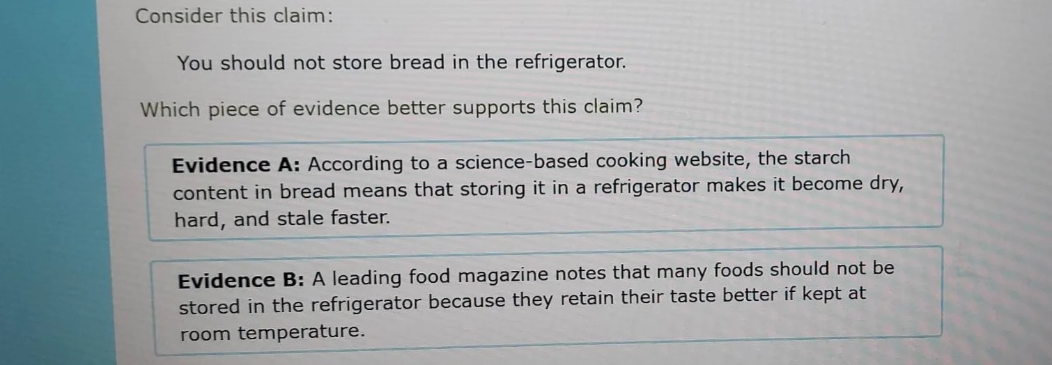 consider this claim: you should not store bread in the refrigerator. wh…