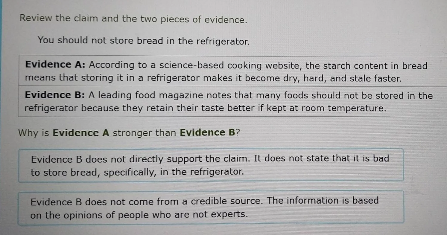 review the claim and the two pieces of evidence. you should not store b…