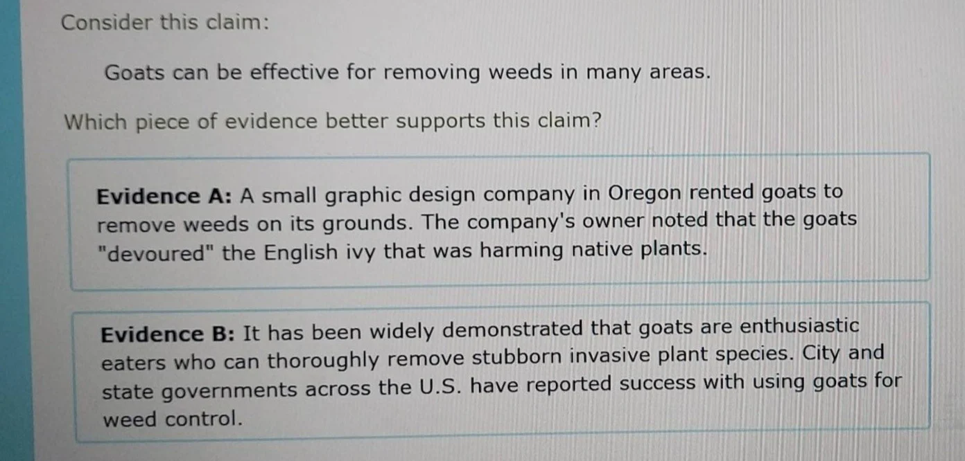 consider this claim: goats can be effective for removing weeds in many …