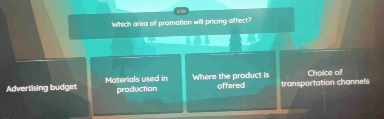which area of promotion will pricing affect? advertising budget materia…