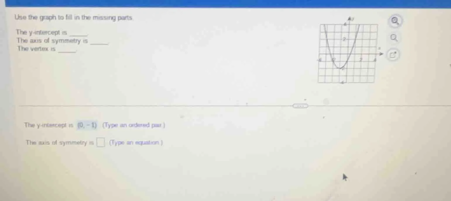 use the graph to fill in the missing parts. the y - intercept is ______…