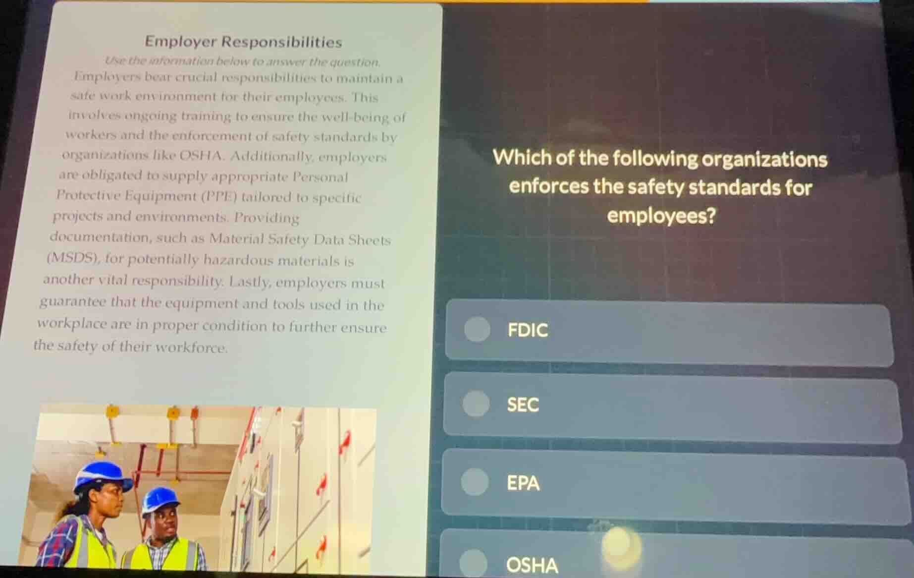 employer responsibilities use the information below to answer the quest…