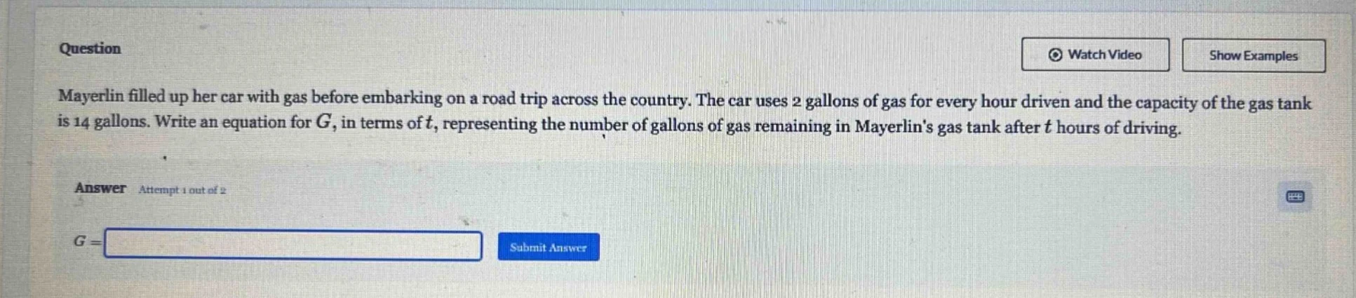 question mayerlin filled up her car with gas before embarking on a road…