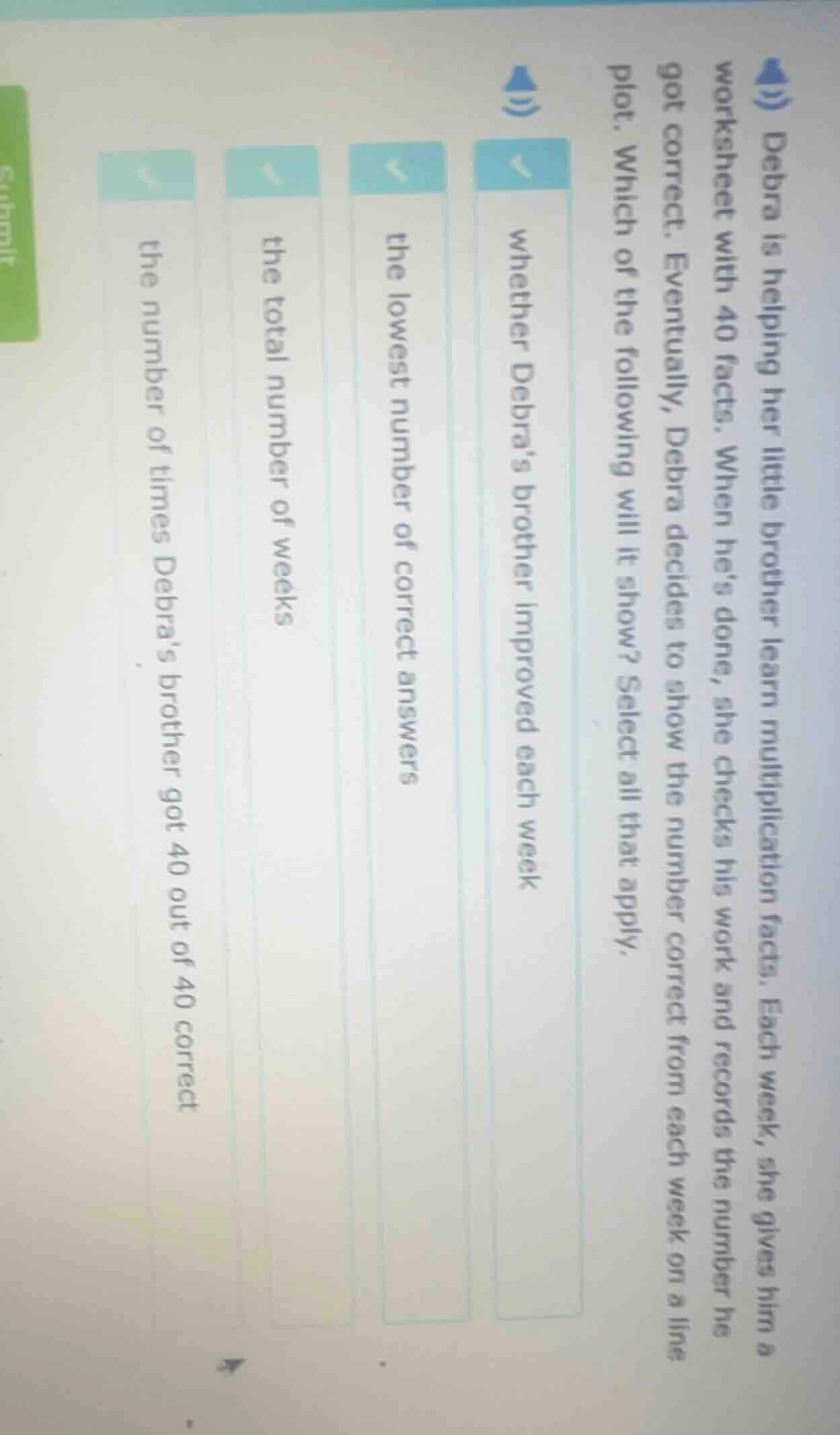 debra is helping her little brother learn multiplication facts. each we…