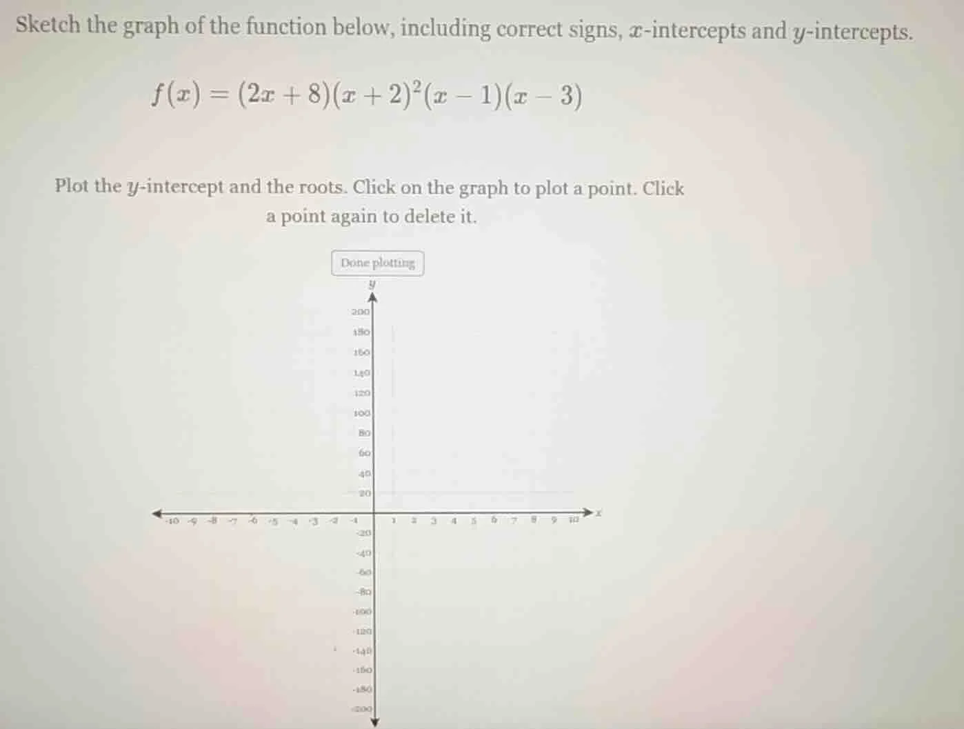 sketch the graph of the function below, including correct signs, ( x )-…
