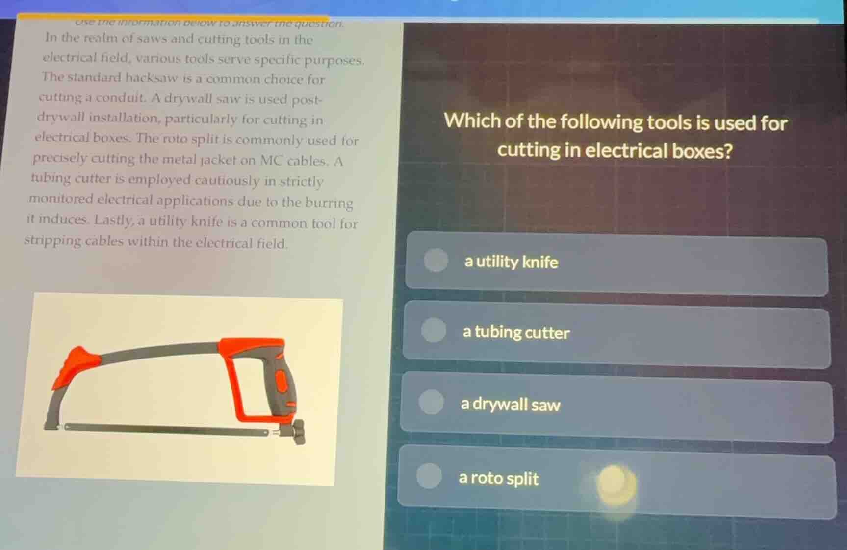 use the information below to answer the question. in the realm of saws …