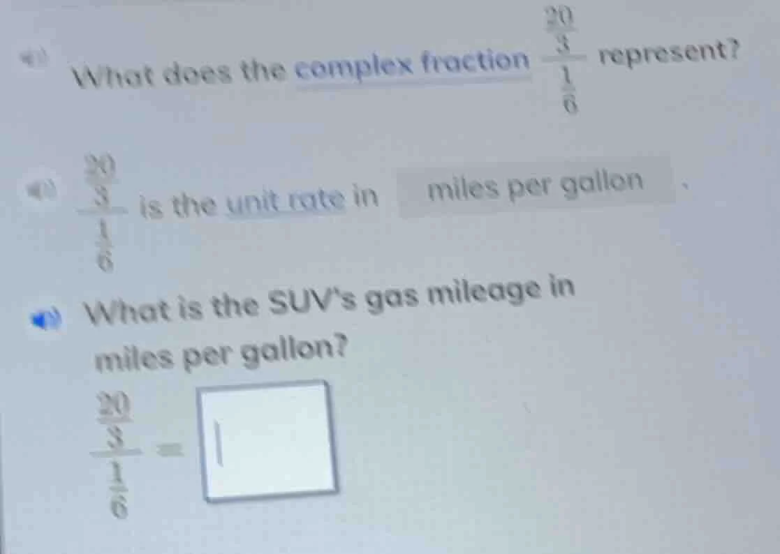 what does the complex fraction \\(\\frac{\\frac{20}{3}}{\\frac{1}{6}}\\…