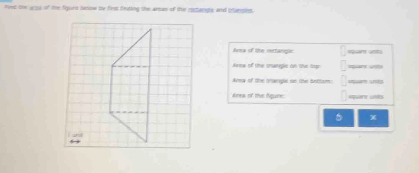 find the area of the figure below by first finding the areas of the rec…