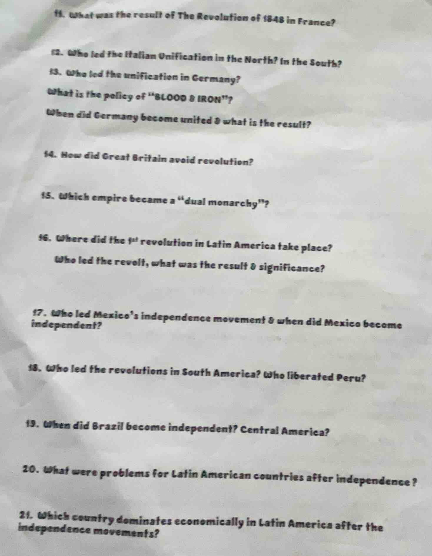 11. what was the result of the revolution of 1848 in france? 12. who le…