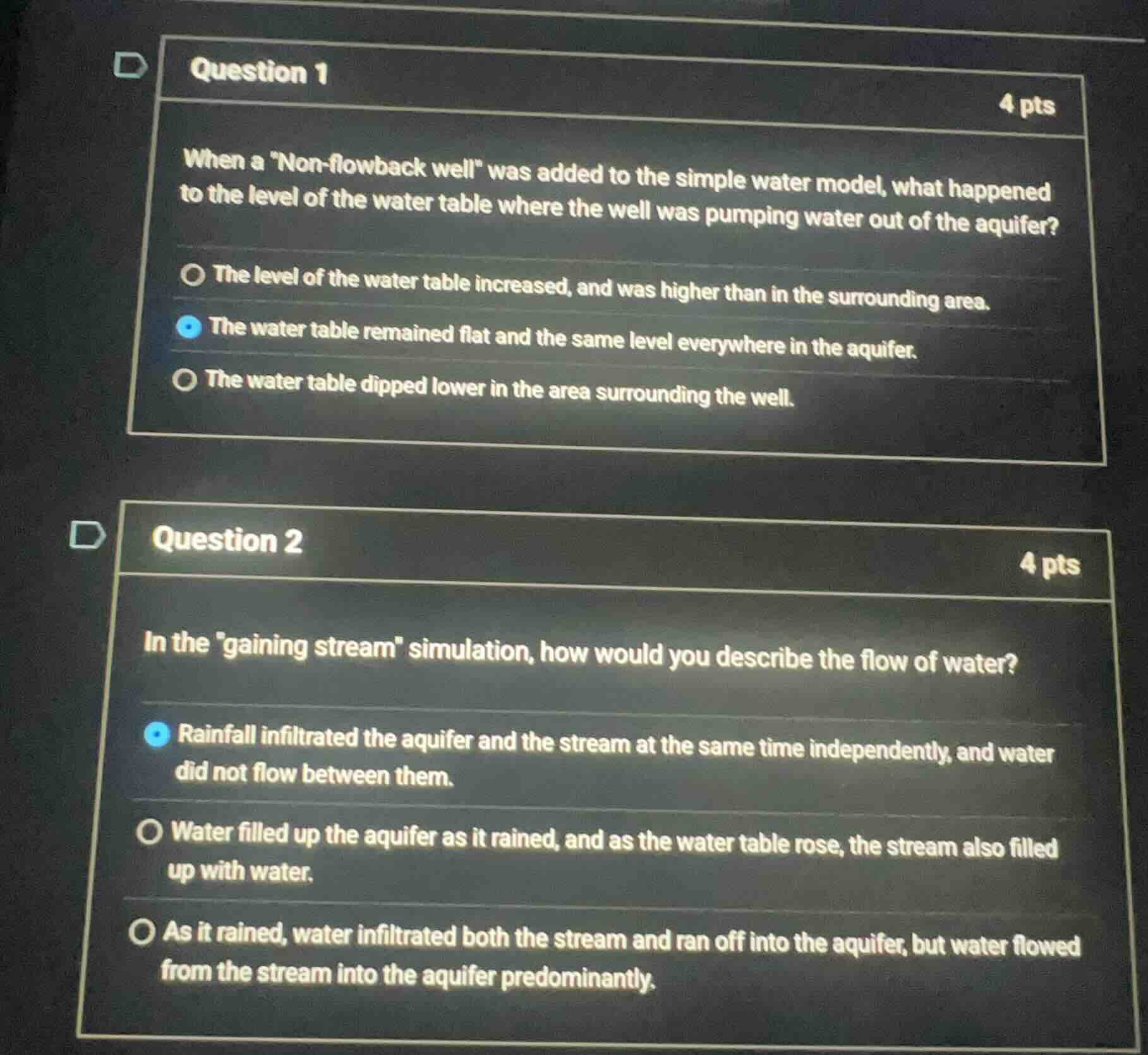 question 1 4 pts when a on - flowback well\ was added to the simple wat…