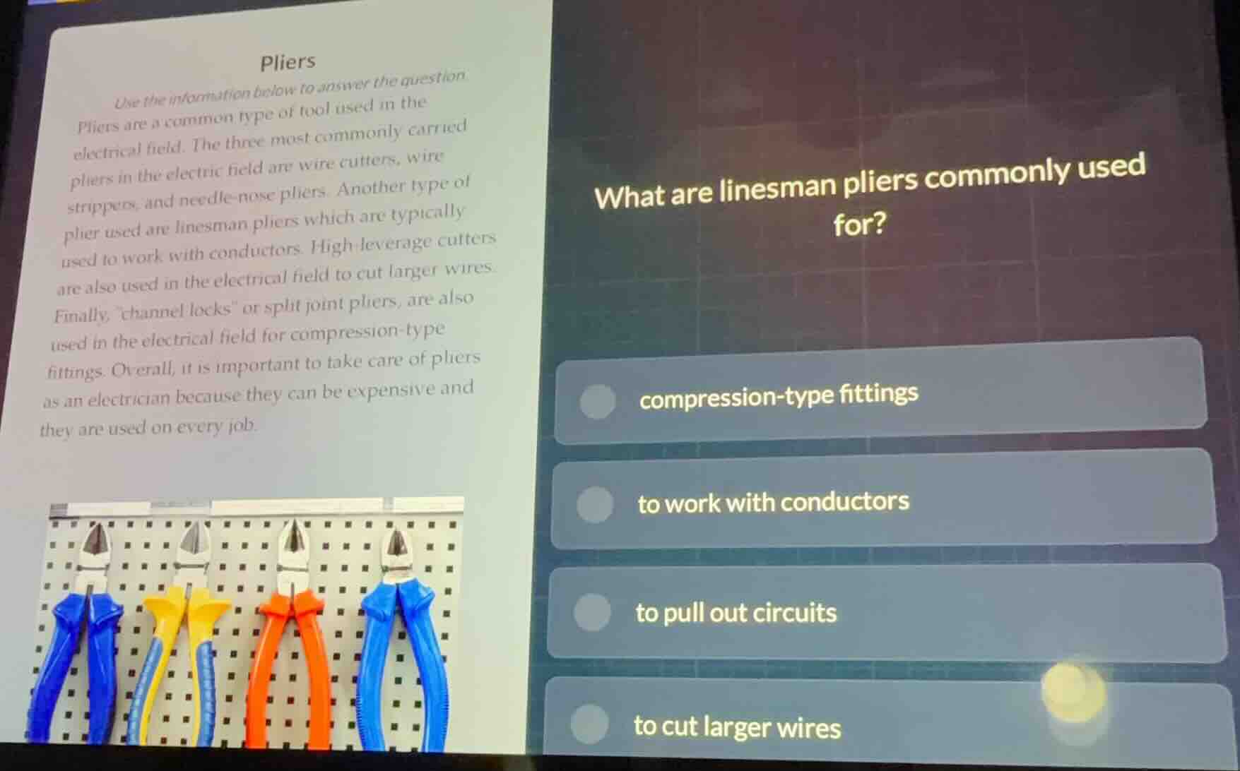 pliers use the information below to answer the question pliers are a co…