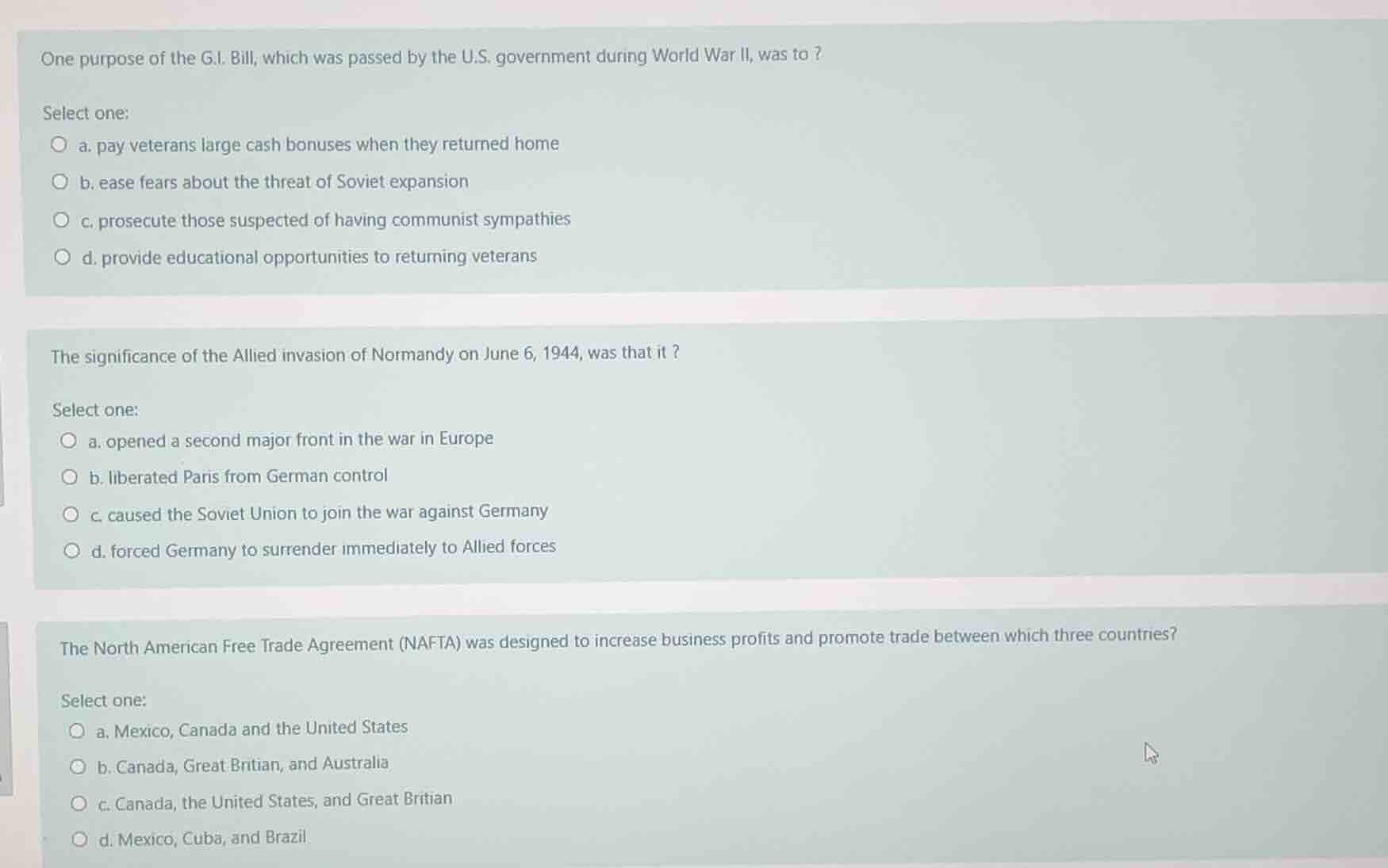 one purpose of the g.i. bill, which was passed by the u.s. government d…