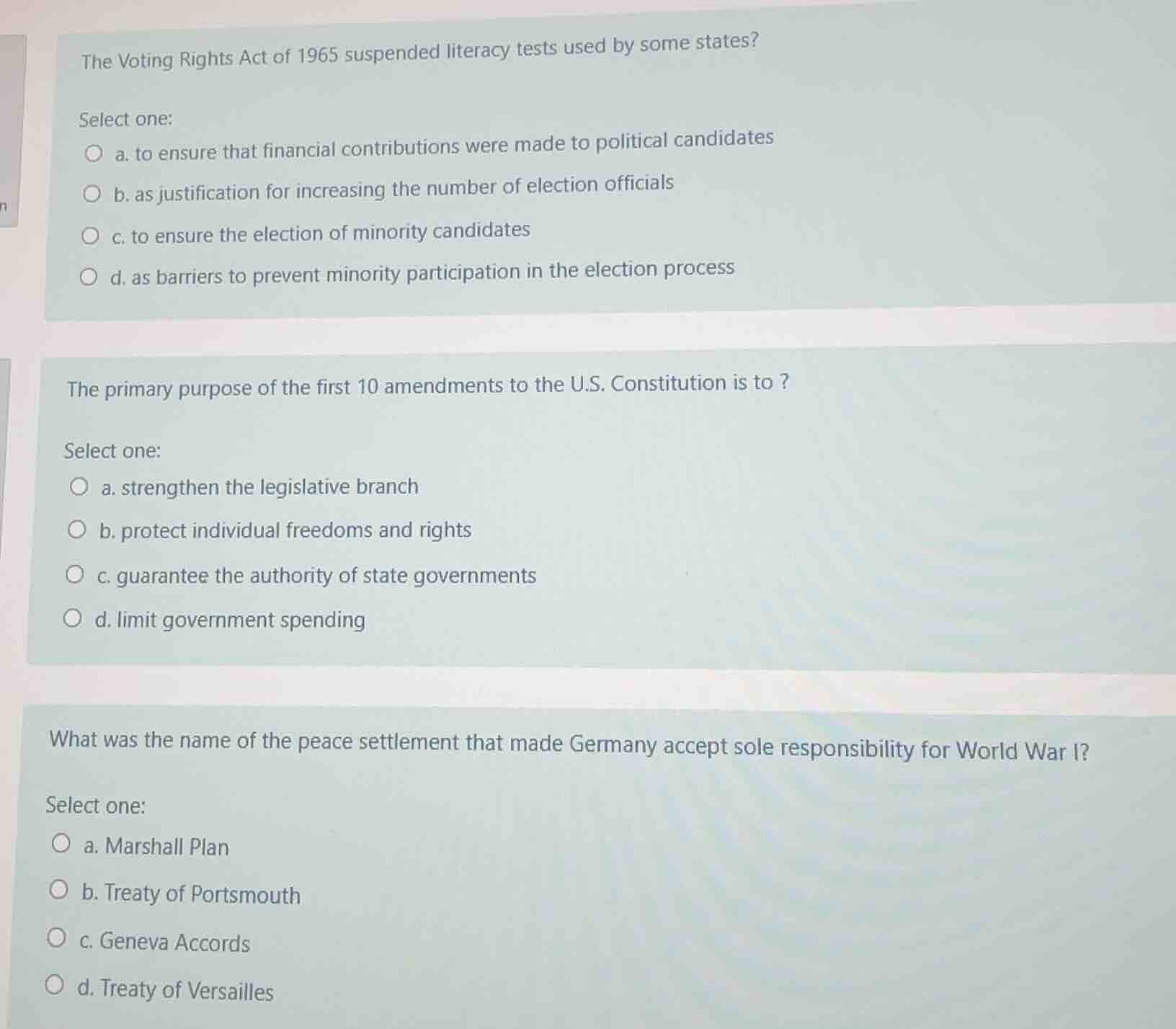 the voting rights act of 1965 suspended literacy tests used by some sta…