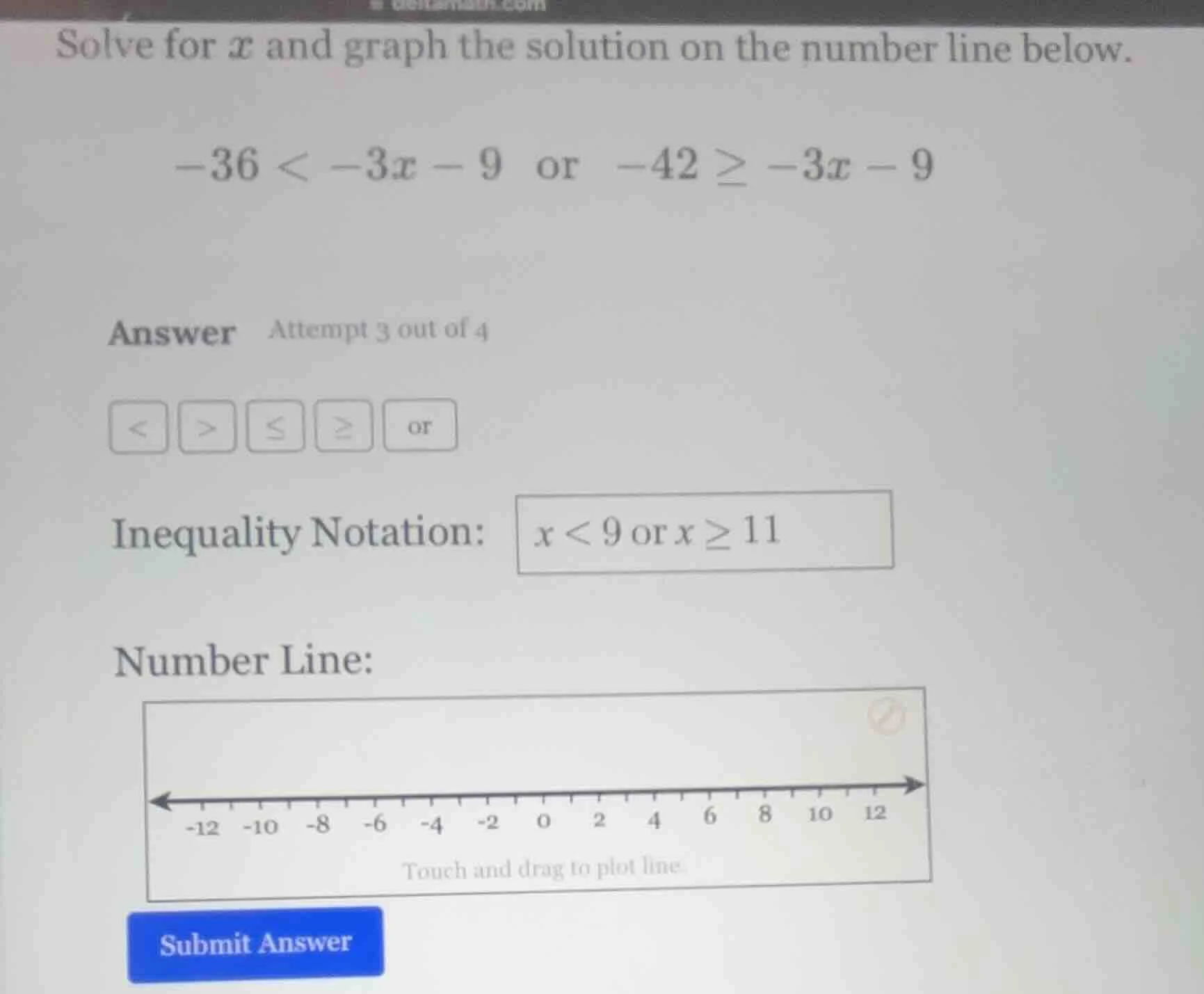 solve for ( x ) and graph the solution on the number line below. ( -36 …