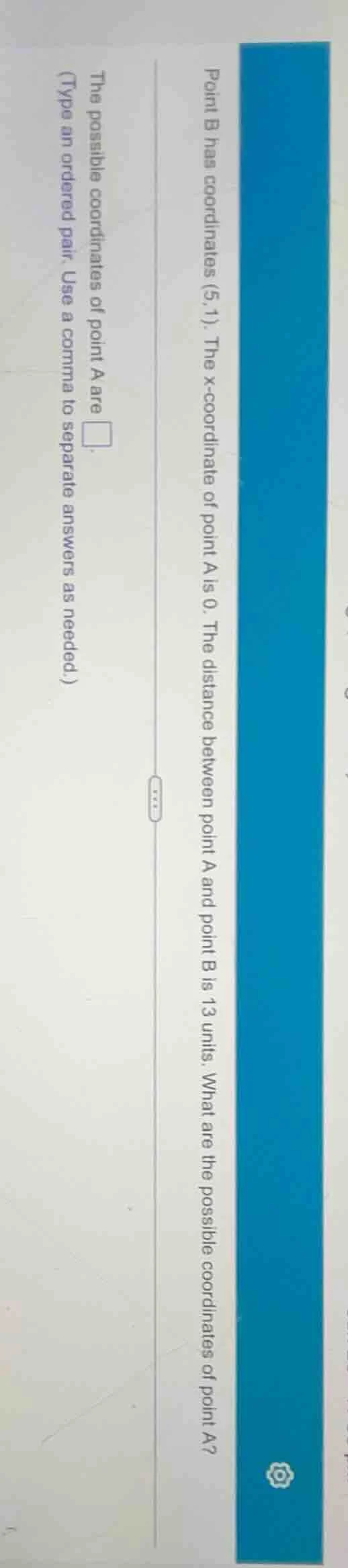point b has coordinates (5,1). the x - coordinate of point a is 0. the …