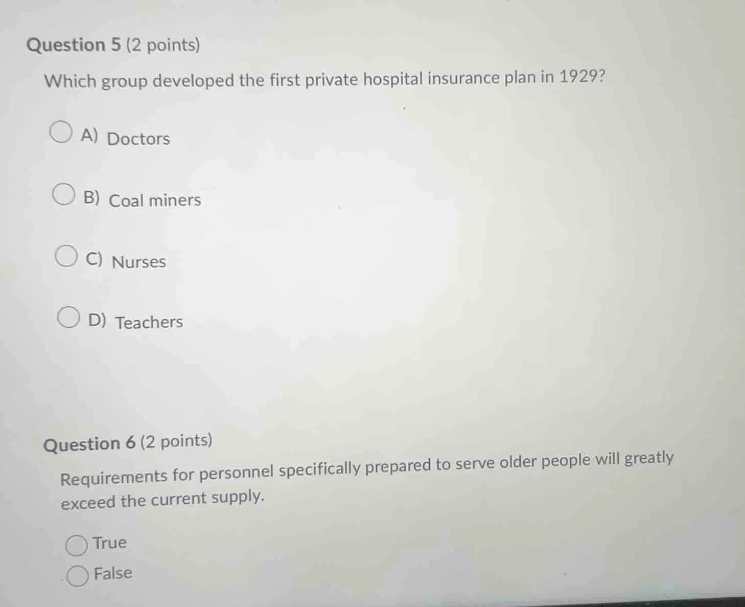 question 5 (2 points) which group developed the first private hospital …