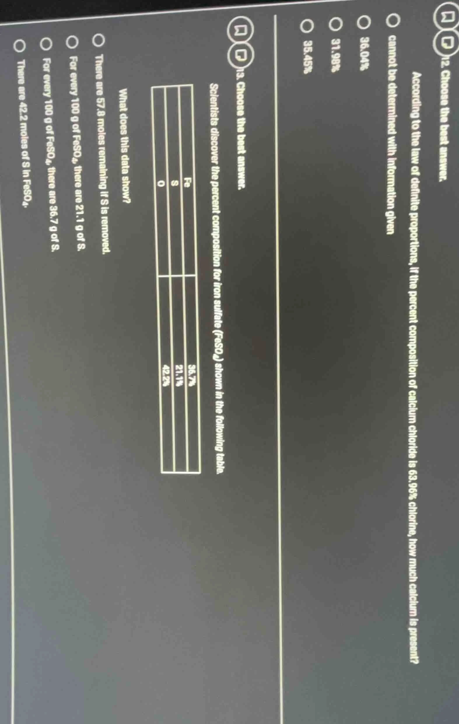 11. choose the best answer. scientists discover the percent composition…