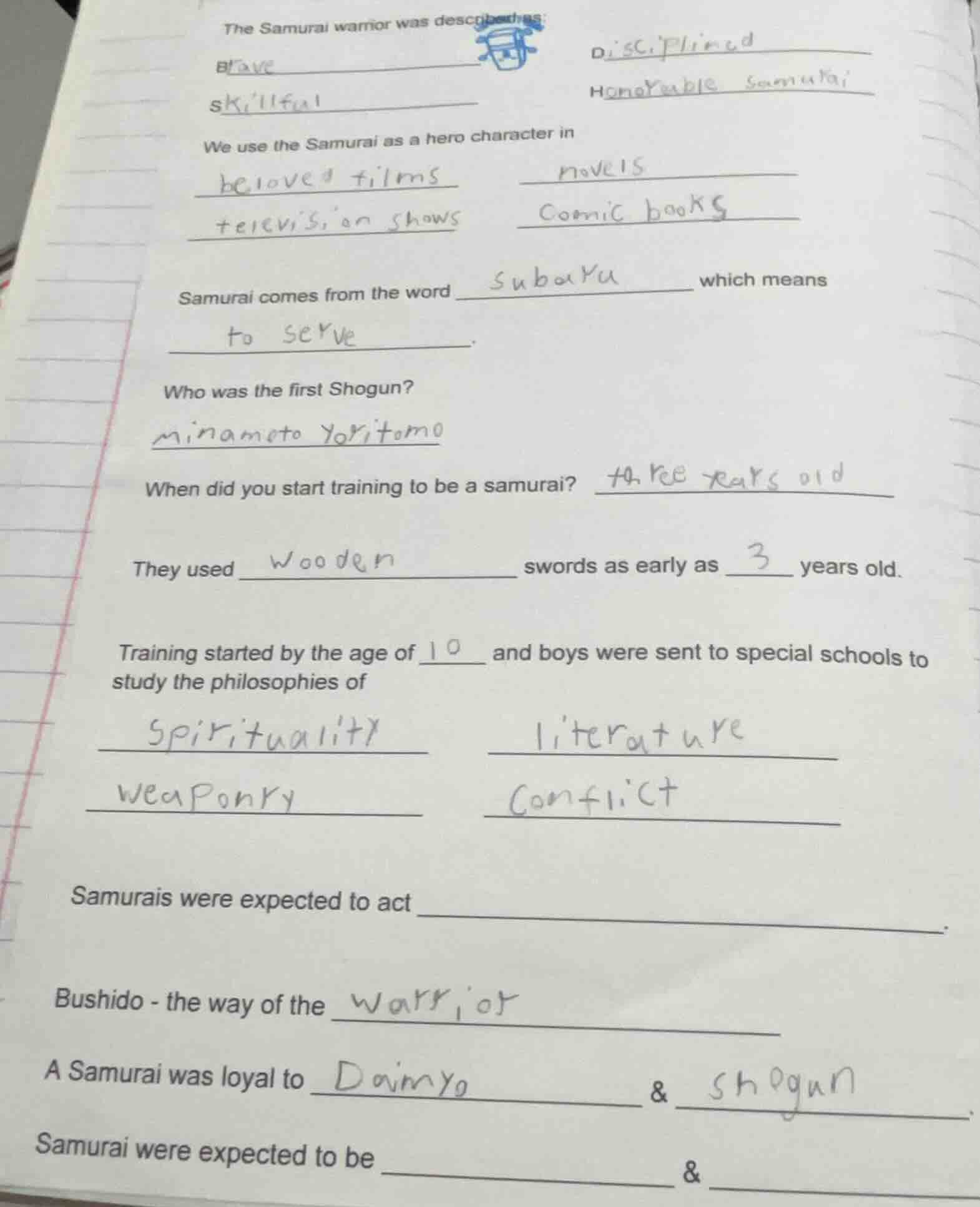 the samurai warrior was described as: ______ ______ ______ ______ we us…