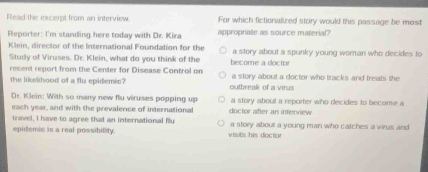 read the excerpt from an interview. reporter: i’m standing here today w…