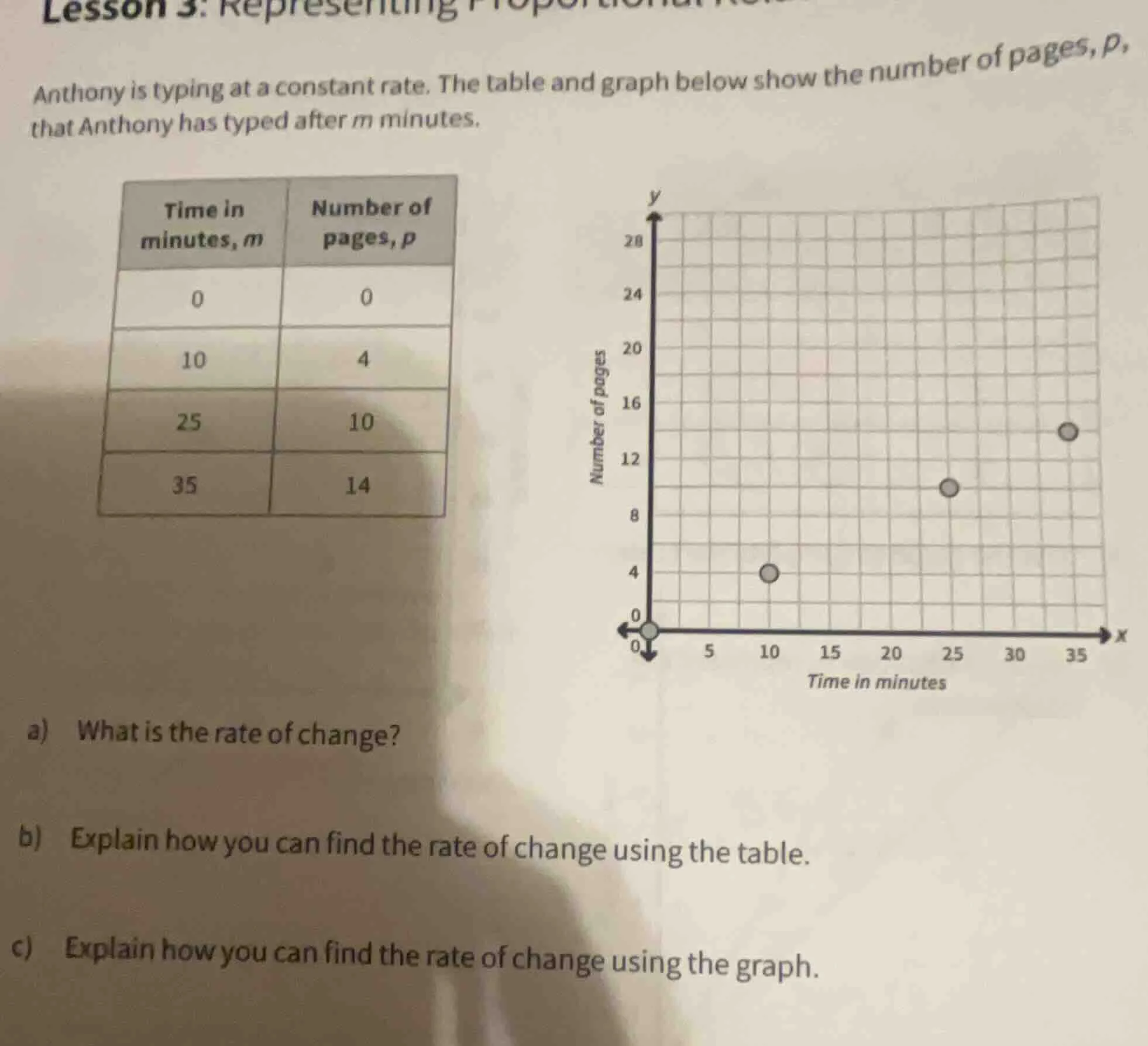 lesson 3: representing proportional... anthony is typing at a constant …