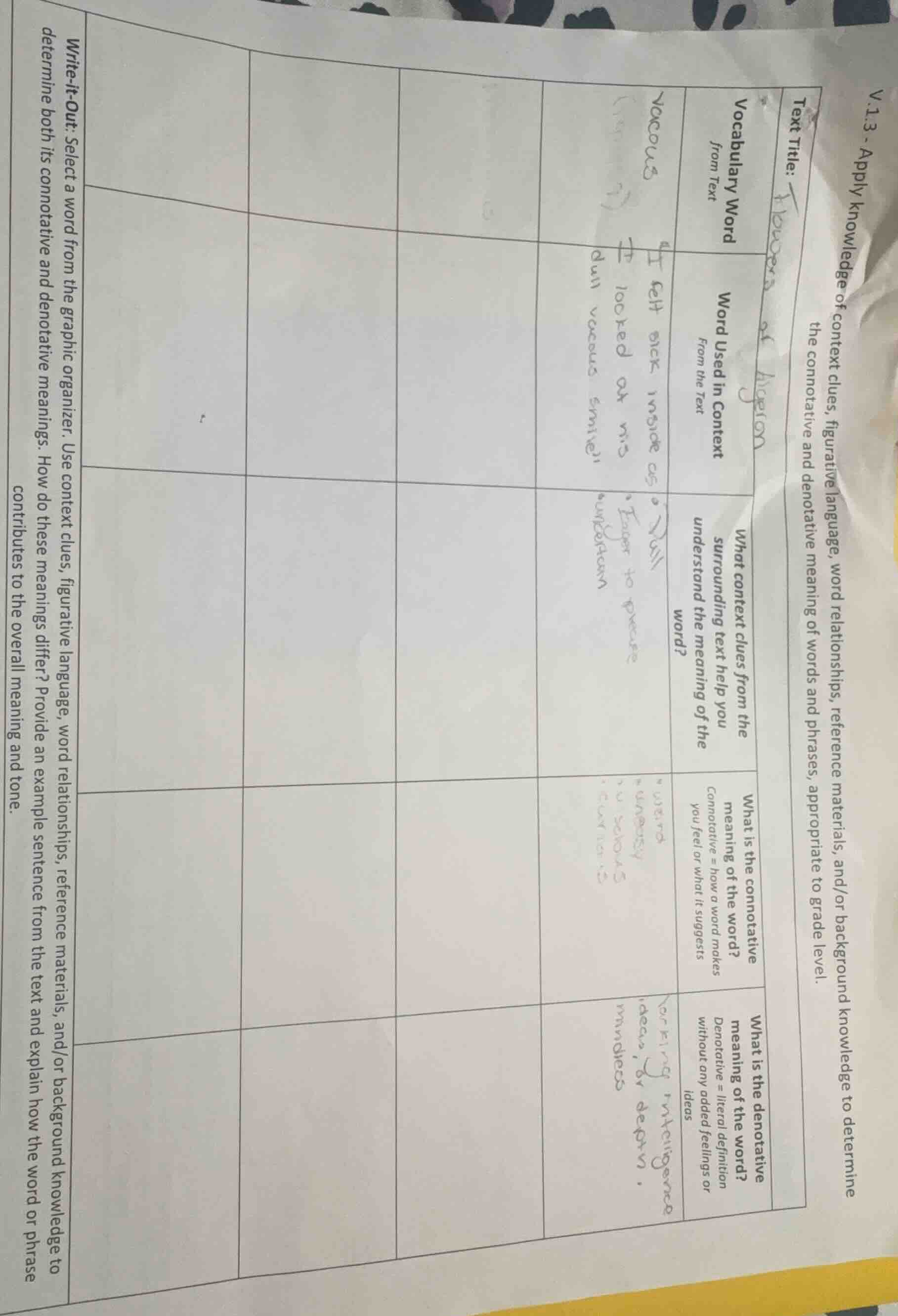 v.1.3 - apply knowledge of context clues, figurative language, word rel…