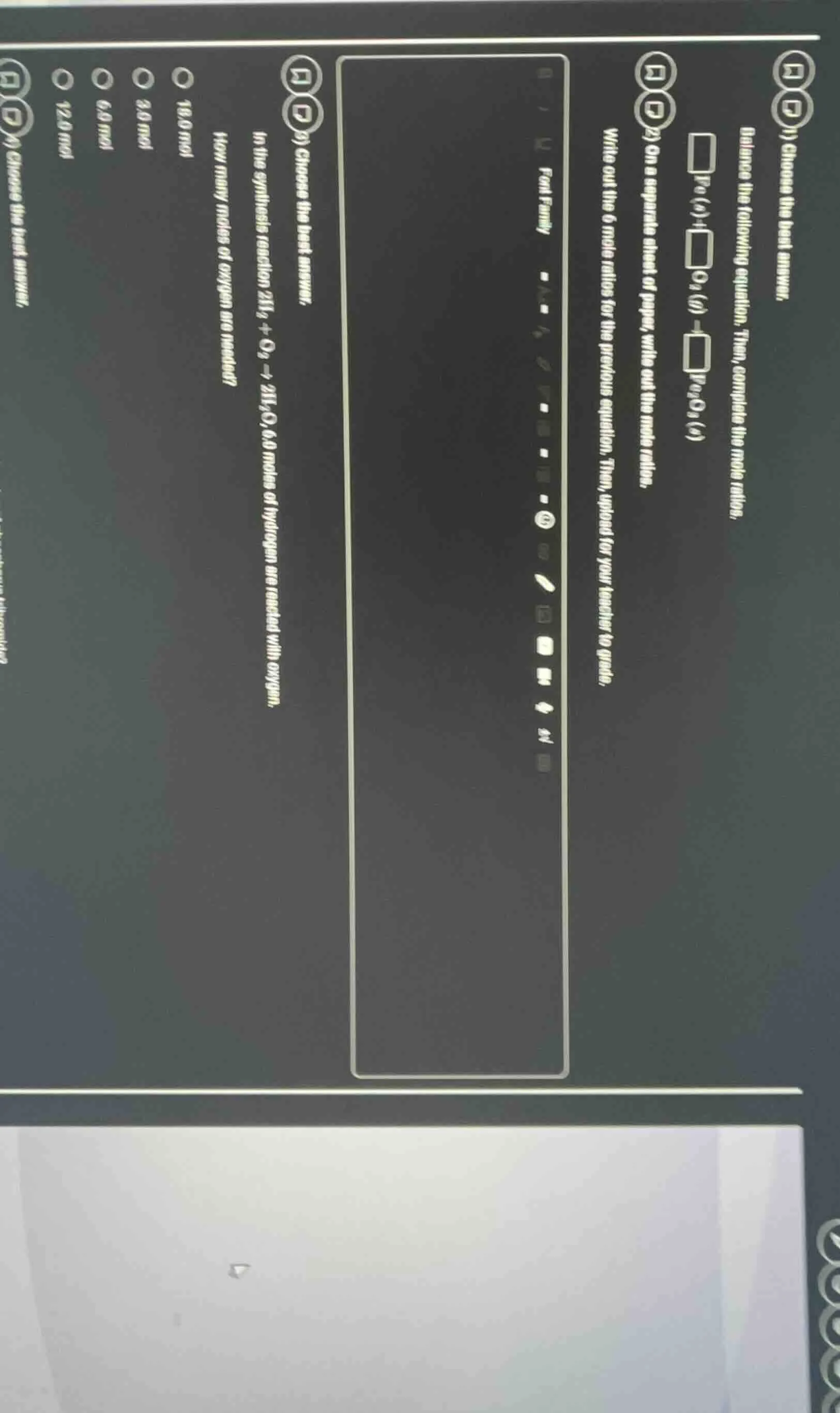 9) choose the best answer. in the synthesis reaction $2h_2 + o_2 \ ight…