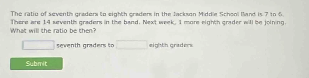 the ratio of seventh graders to eighth graders in the jackson middle sc…