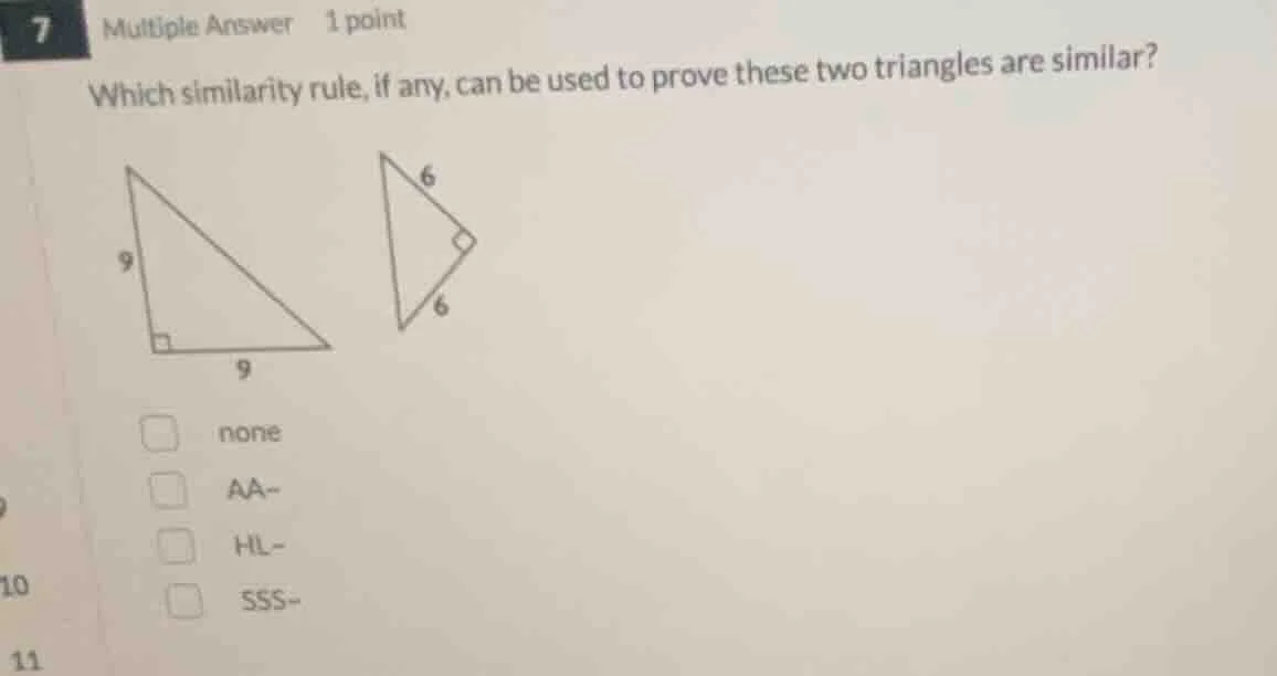 7 multiple answer 1 point which similarity rule, if any, can be used to…