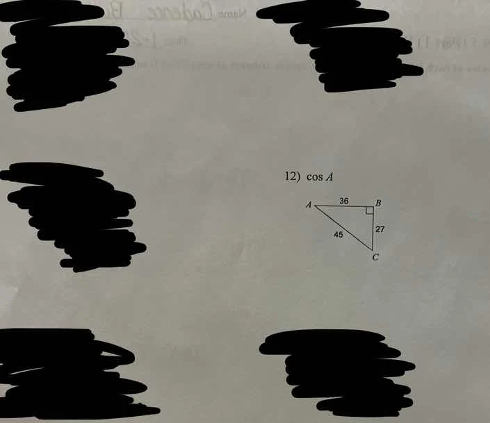 12) \\cos a