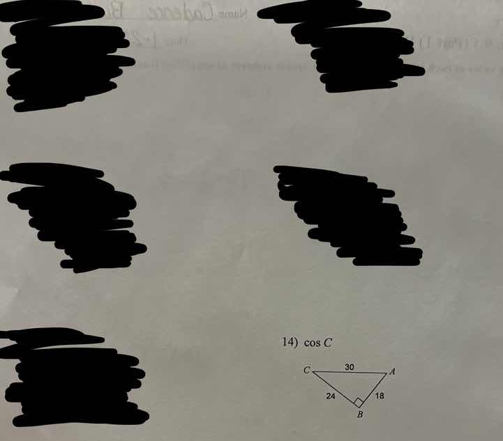 14) \\(cos c\\) \\(c\\)---30---\\(a\\) \\(c\\)---24---\\(b\\) (right an…