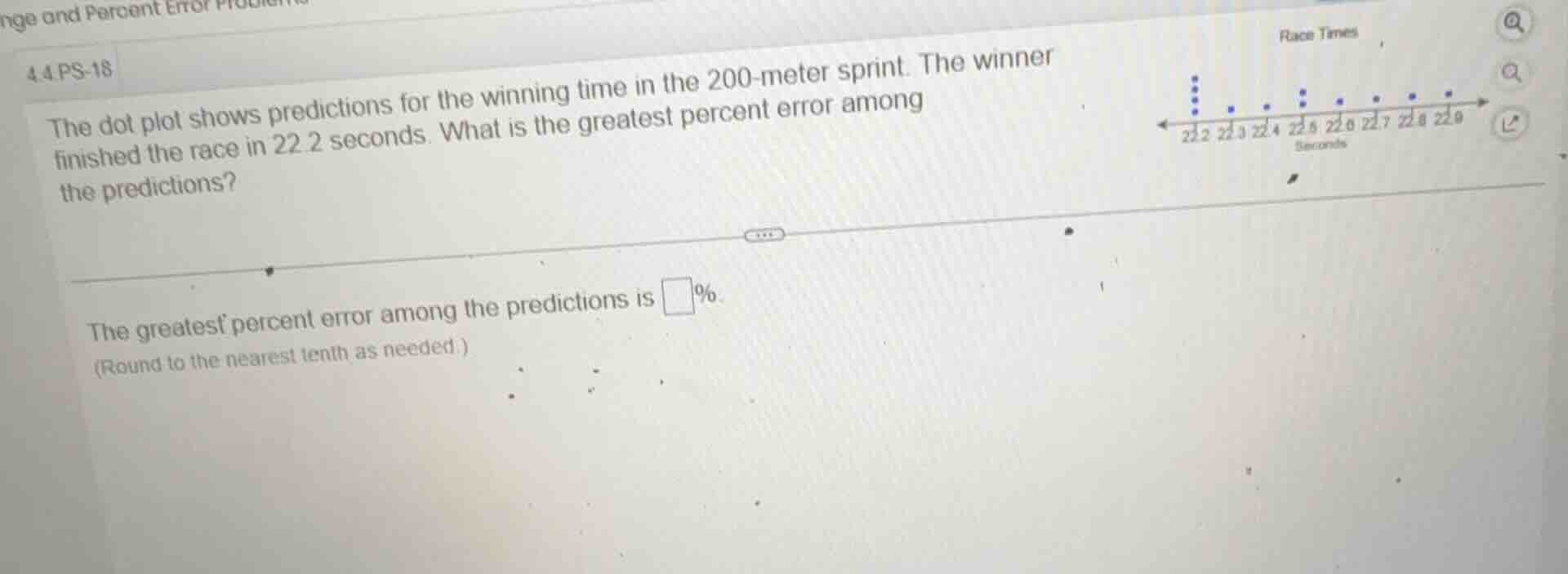 4.4 ps - 18 the dot plot shows predictions for the winning time in the …