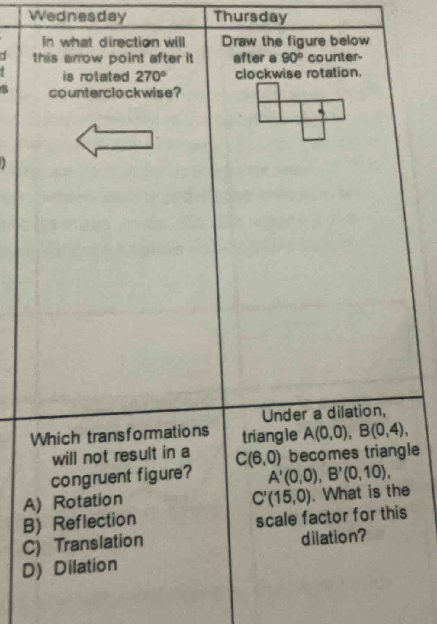 wednesday in what direction will this arrow point after it is rotated 2…