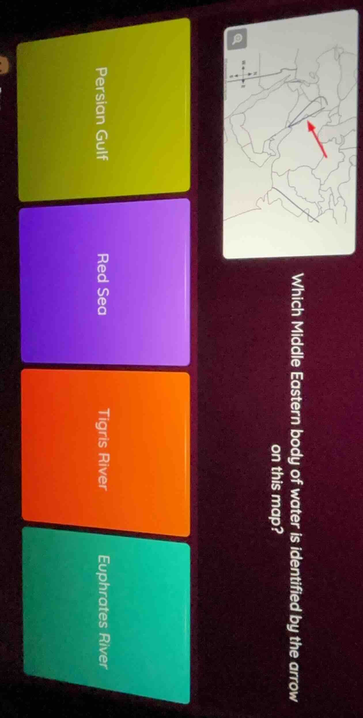 which middle eastern body of water is identified by the arrow on this m…