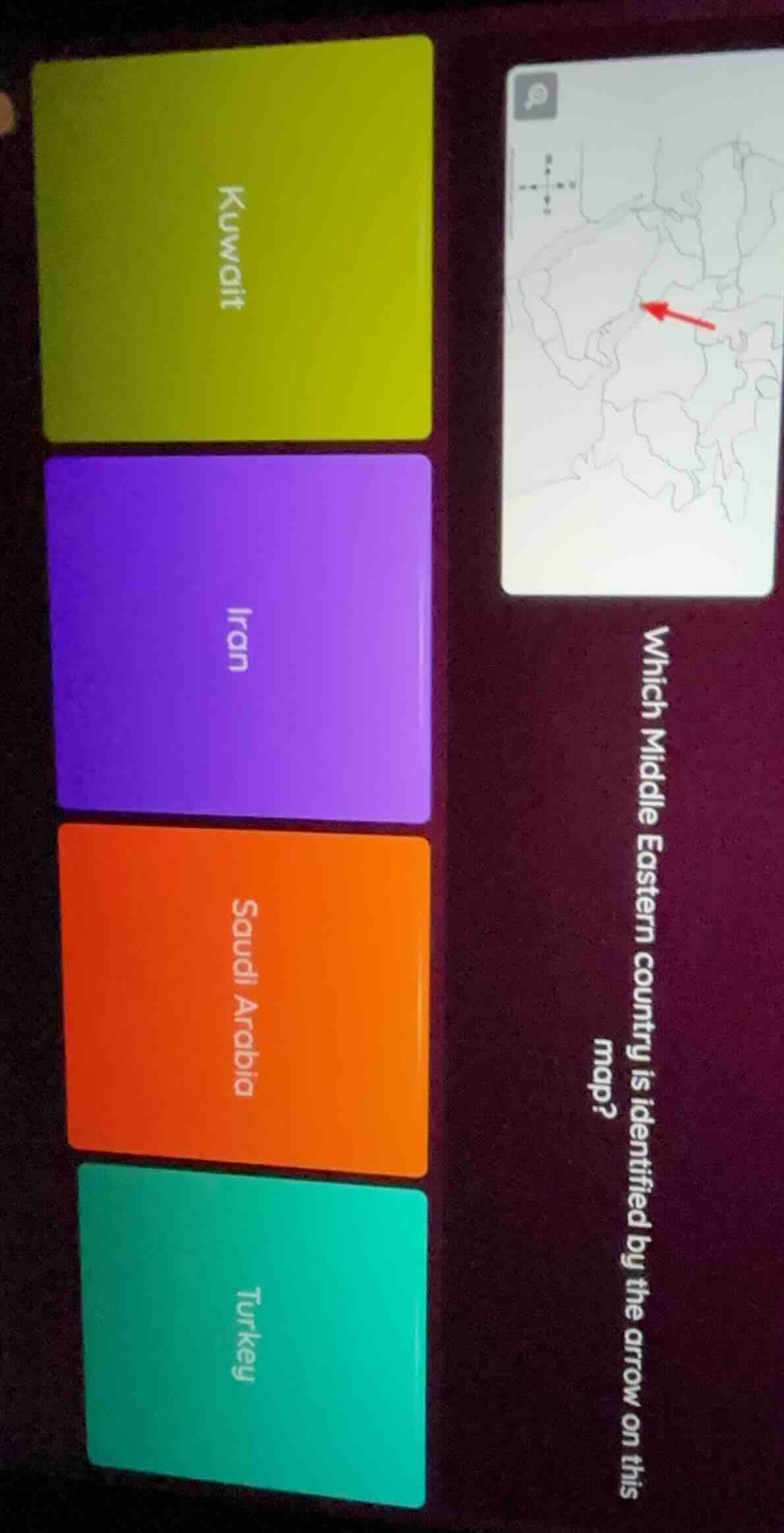 which middle eastern country is identified by the arrow on this map? ku…