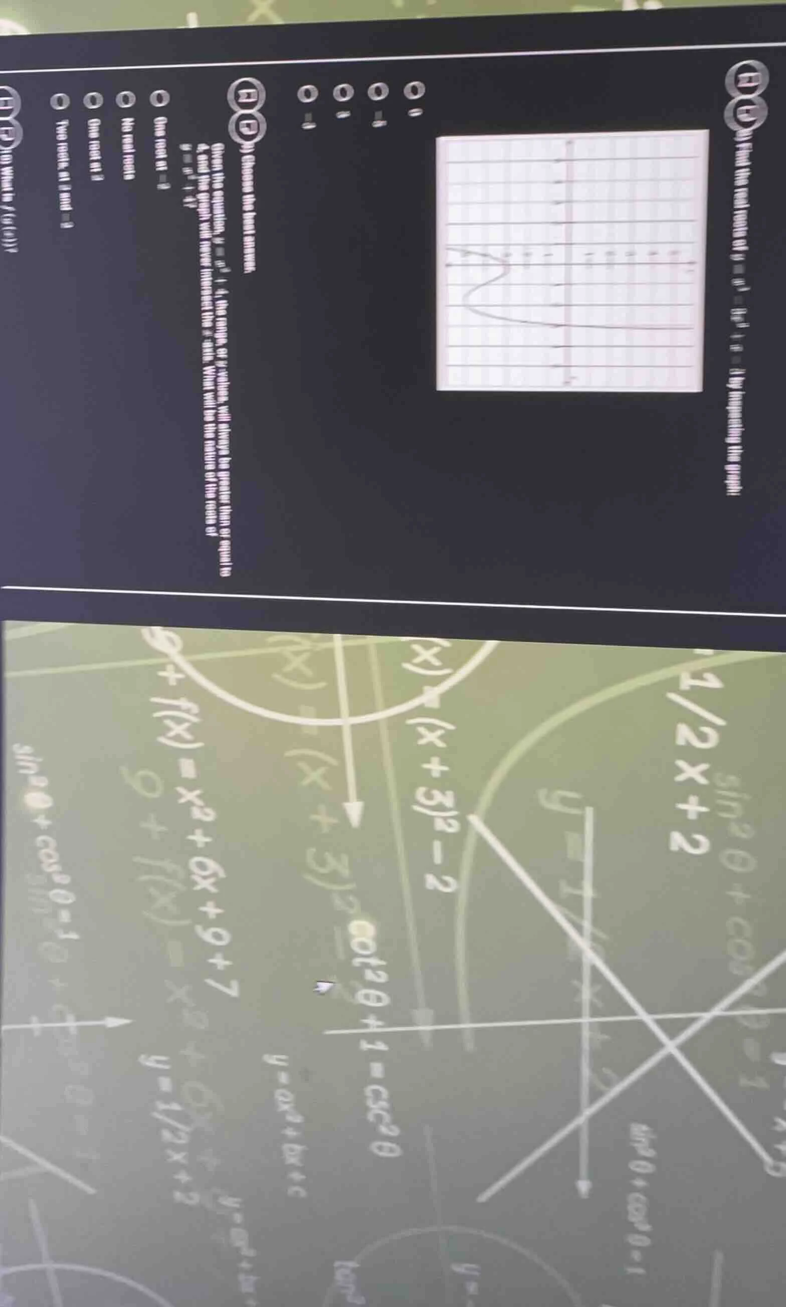 9) choose the best answer. given the equation, ( y = x^2 + 4 ), the ran…