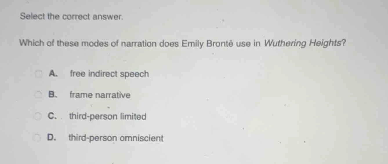 select the correct answer. which of these modes of narration does emily…